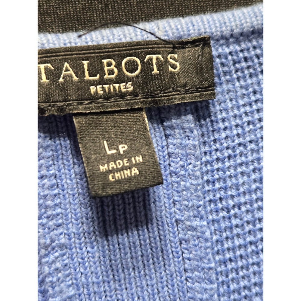 Talbots Cardigan Sweater Womens L/P Blue Excellent Draped Open Front Ribbed Knit - Picture 10 of 13